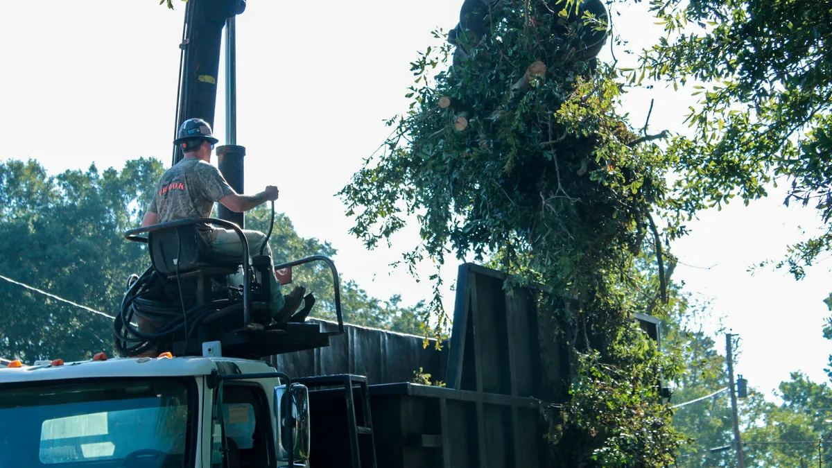 Brook Tree Service bucket truck on a tree removal